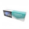 Canadian Menthol cigarettes pack, teal and white packaging, featuring health warning and branding. Used for product display.