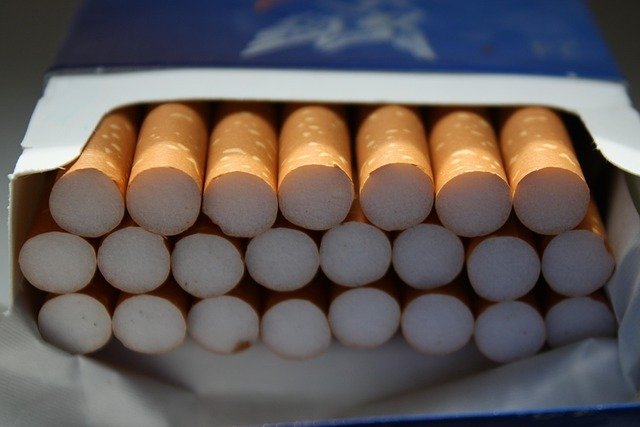 Pack of cigarettes showing tobacco product format